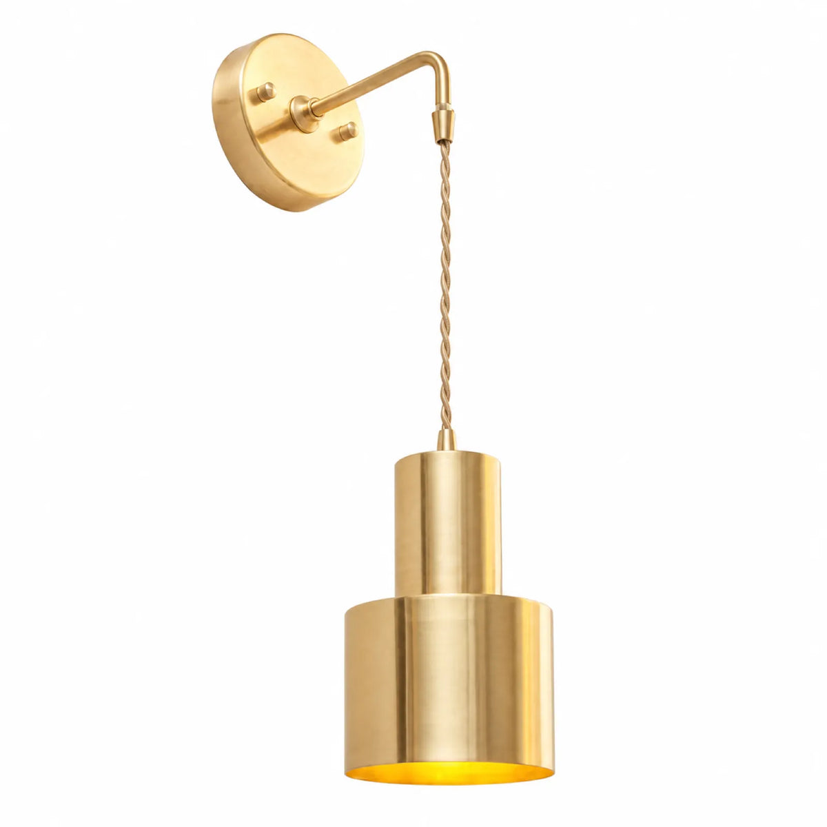 Brass-Finish Metal Cylinder Shade Wall Light