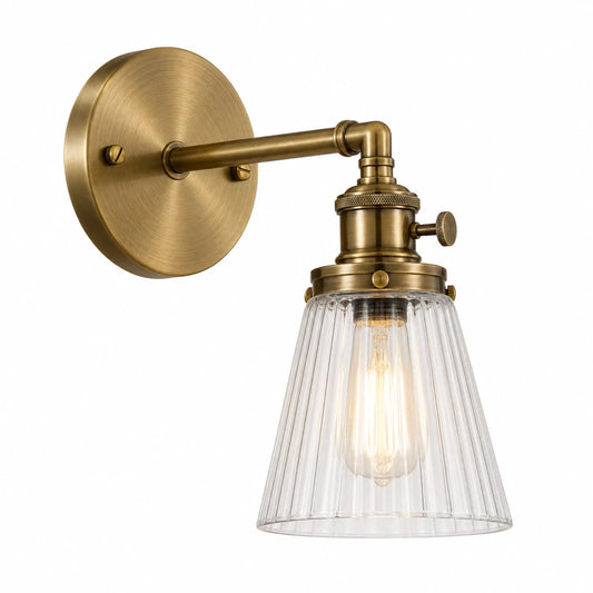 Clear Ribbed Glass Wall Light