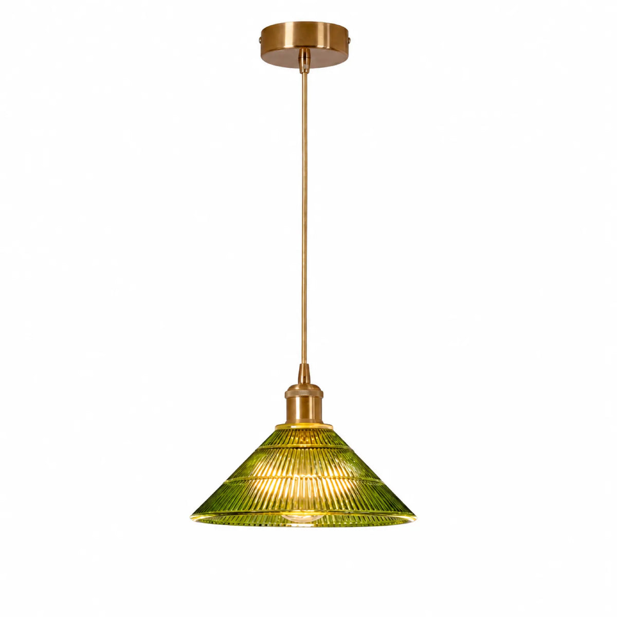 Dark Green Umbrella-Shade Pendant Light