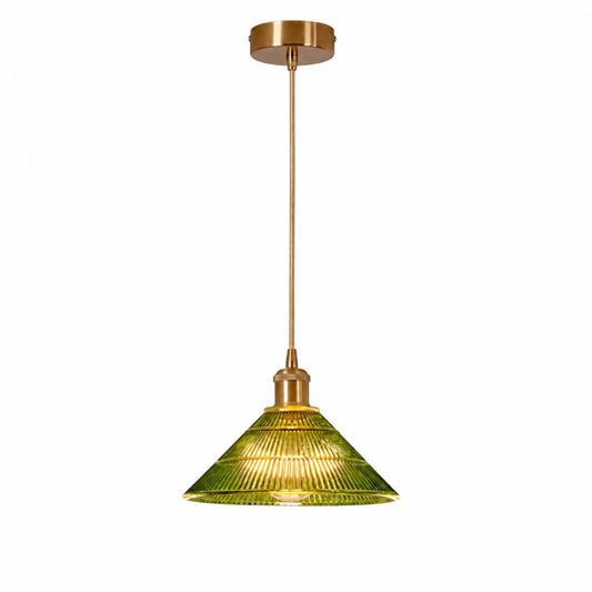 Dark Green Umbrella-Shade Pendant Light