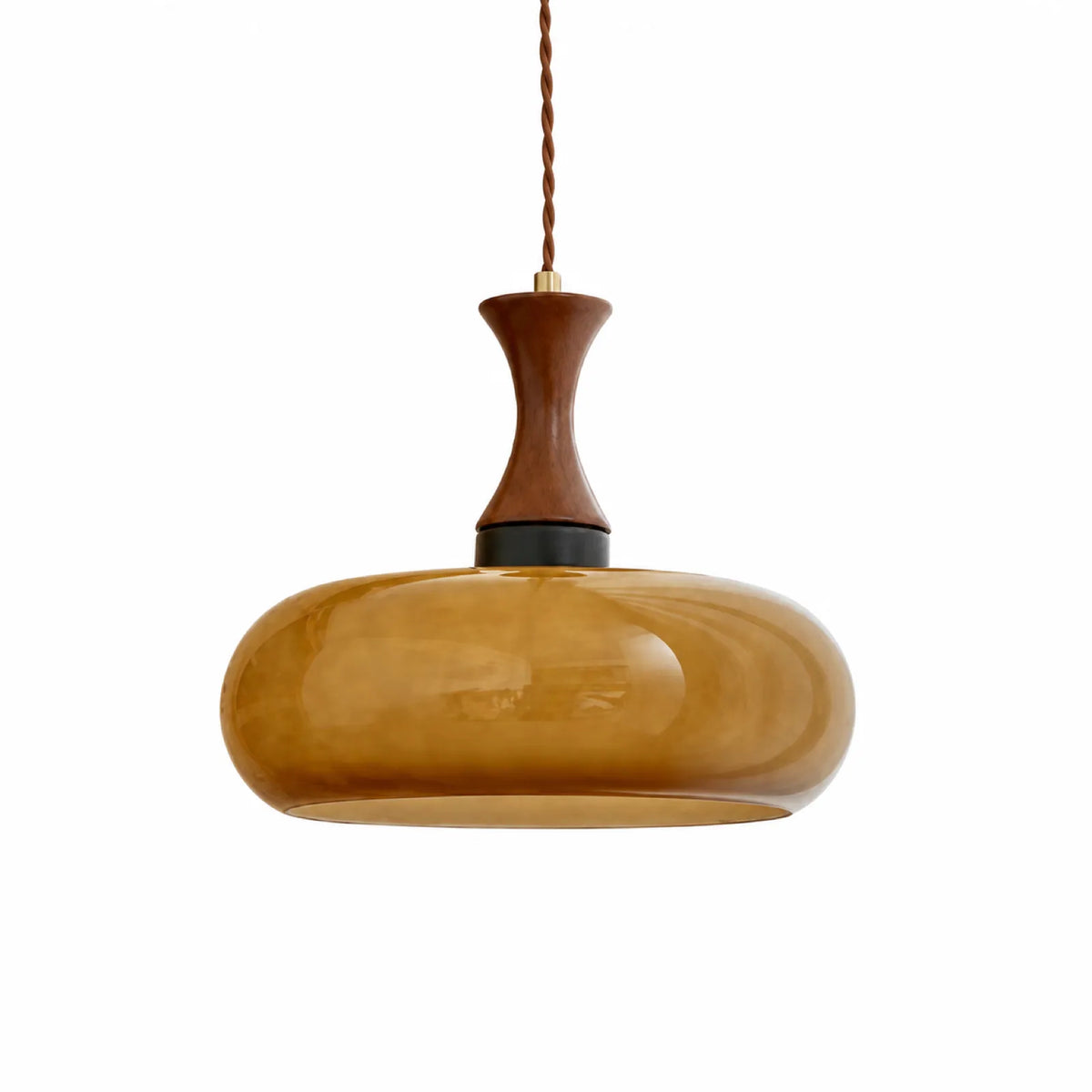 Amber Glass and Solid Wood Pendant Light Series