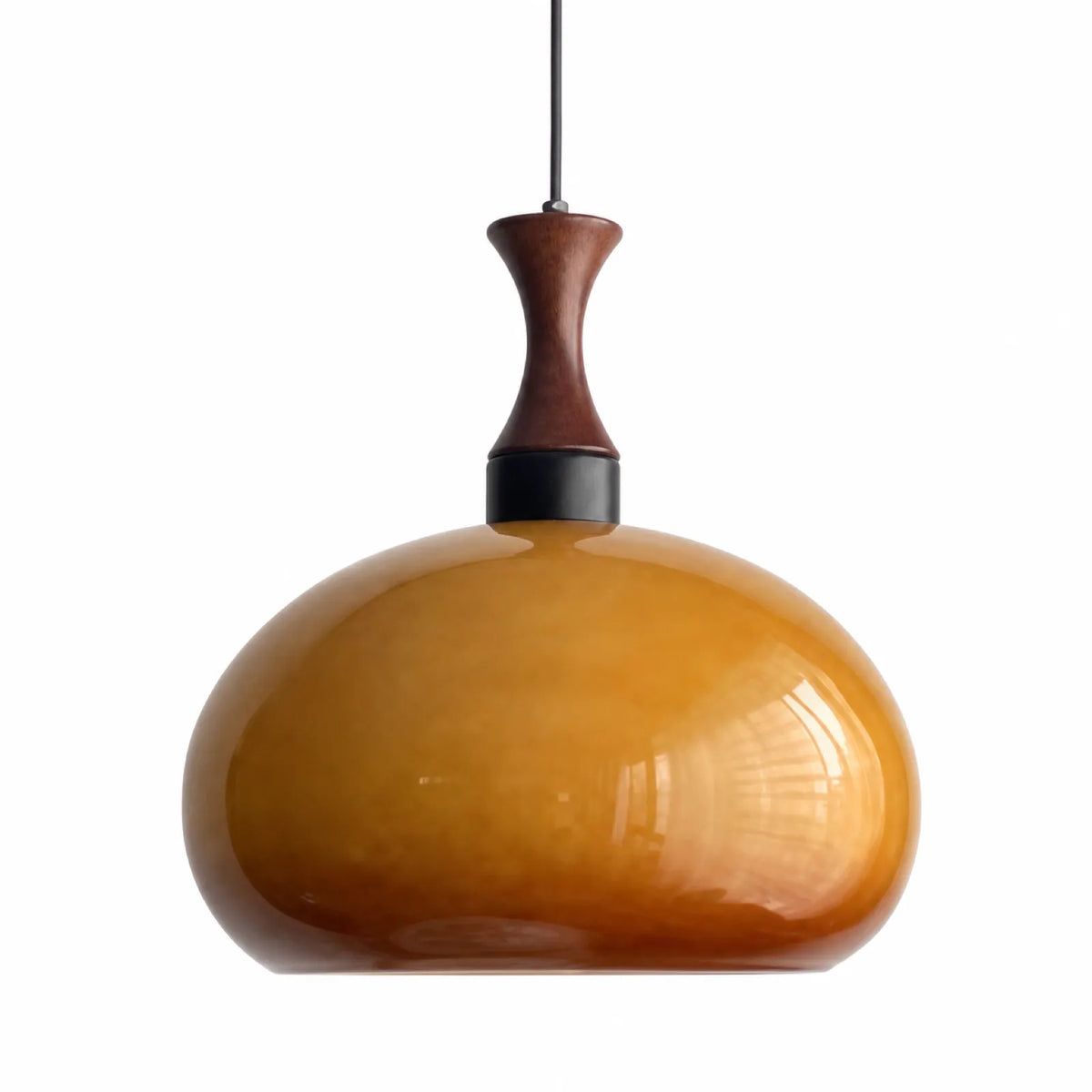 Amber Glass and Solid Wood Pendant Light Series