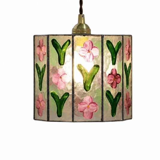 Spring Bloom Hand-Pieced Multicolor Glass Pendant Light, 21.5x19.5cm E27