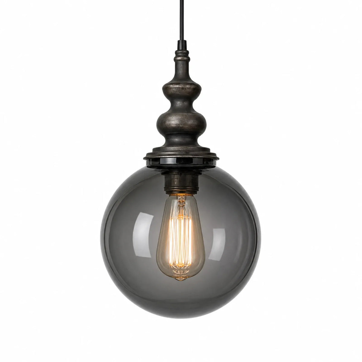 Hammered Glass Globe Pendant Light with Metal Lamp Holder