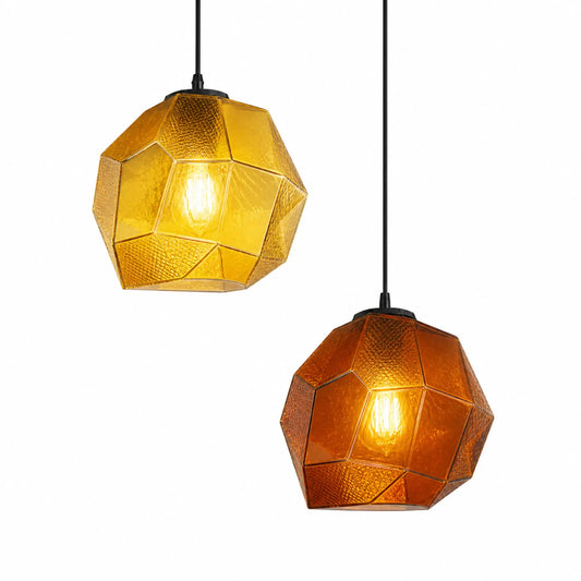 Electroplated Faceted Glass Pendant Light