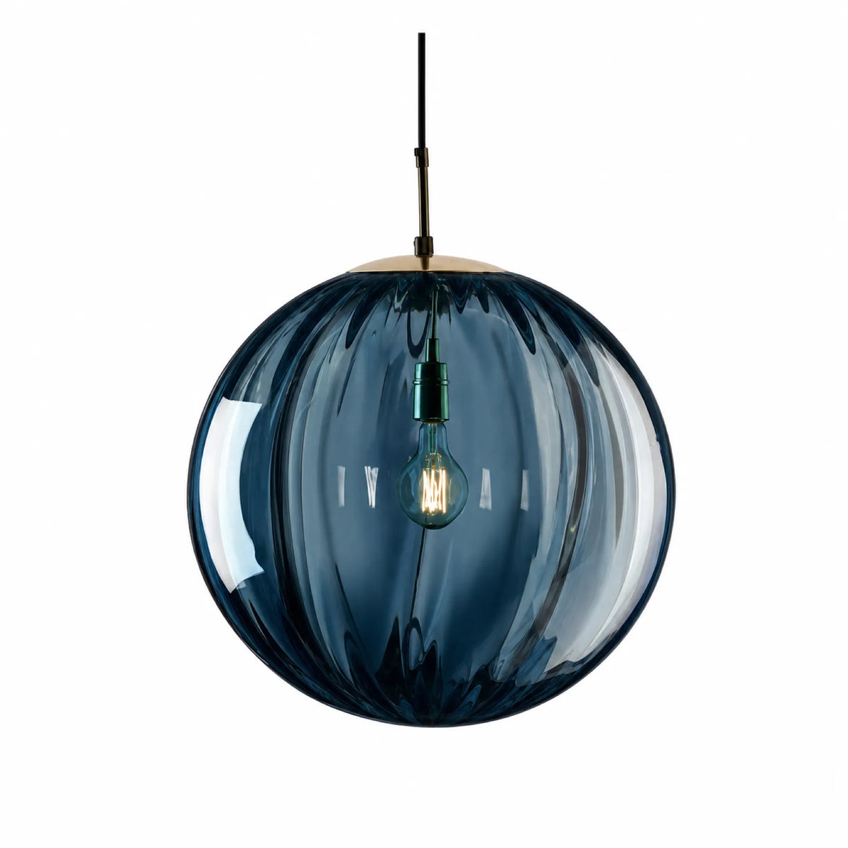 Colorful Ribbed Glass Globe Pendant Light