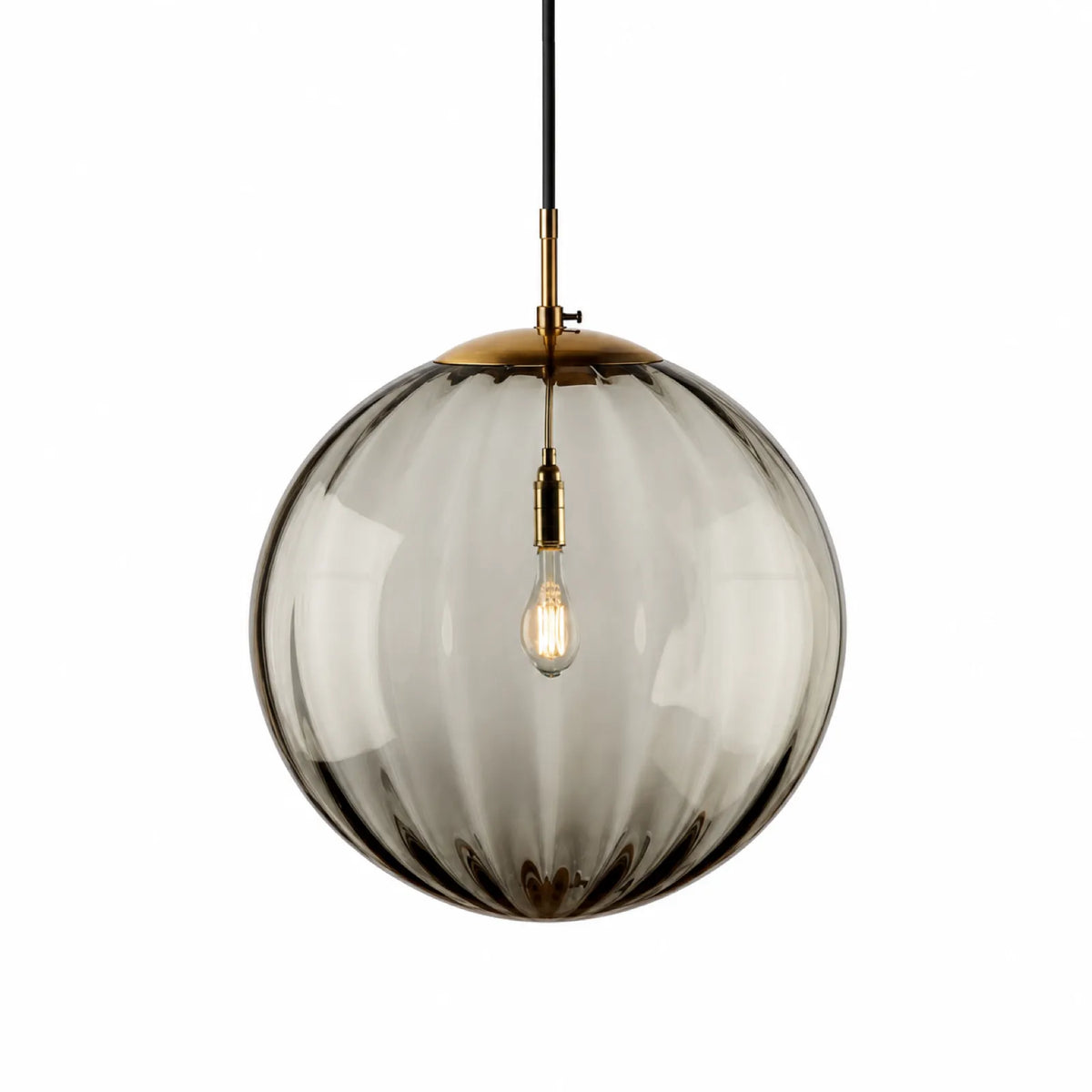 Colorful Ribbed Glass Globe Pendant Light