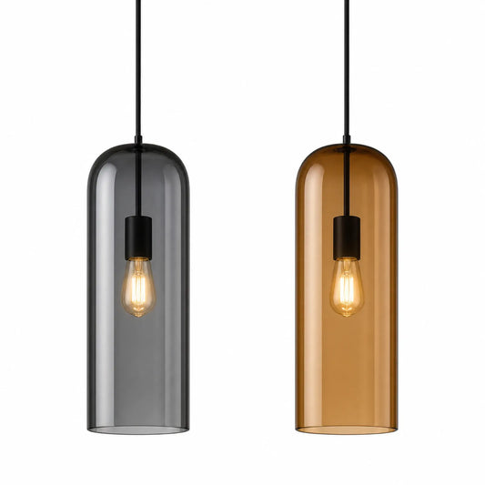Smoke Gray and Amber Pendant Light