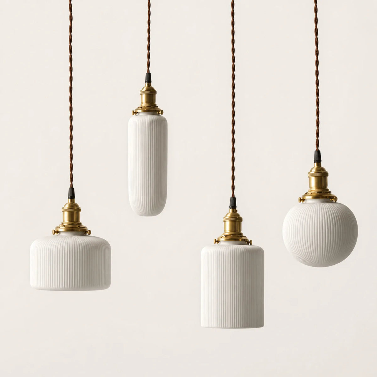 Ceramic and Brass Pendant Light, Styles A/B/C/E