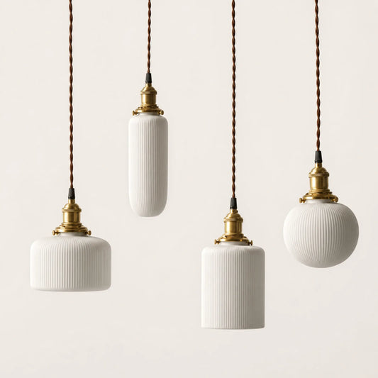 Ceramic and Brass Pendant Light, Styles A/B/C/E