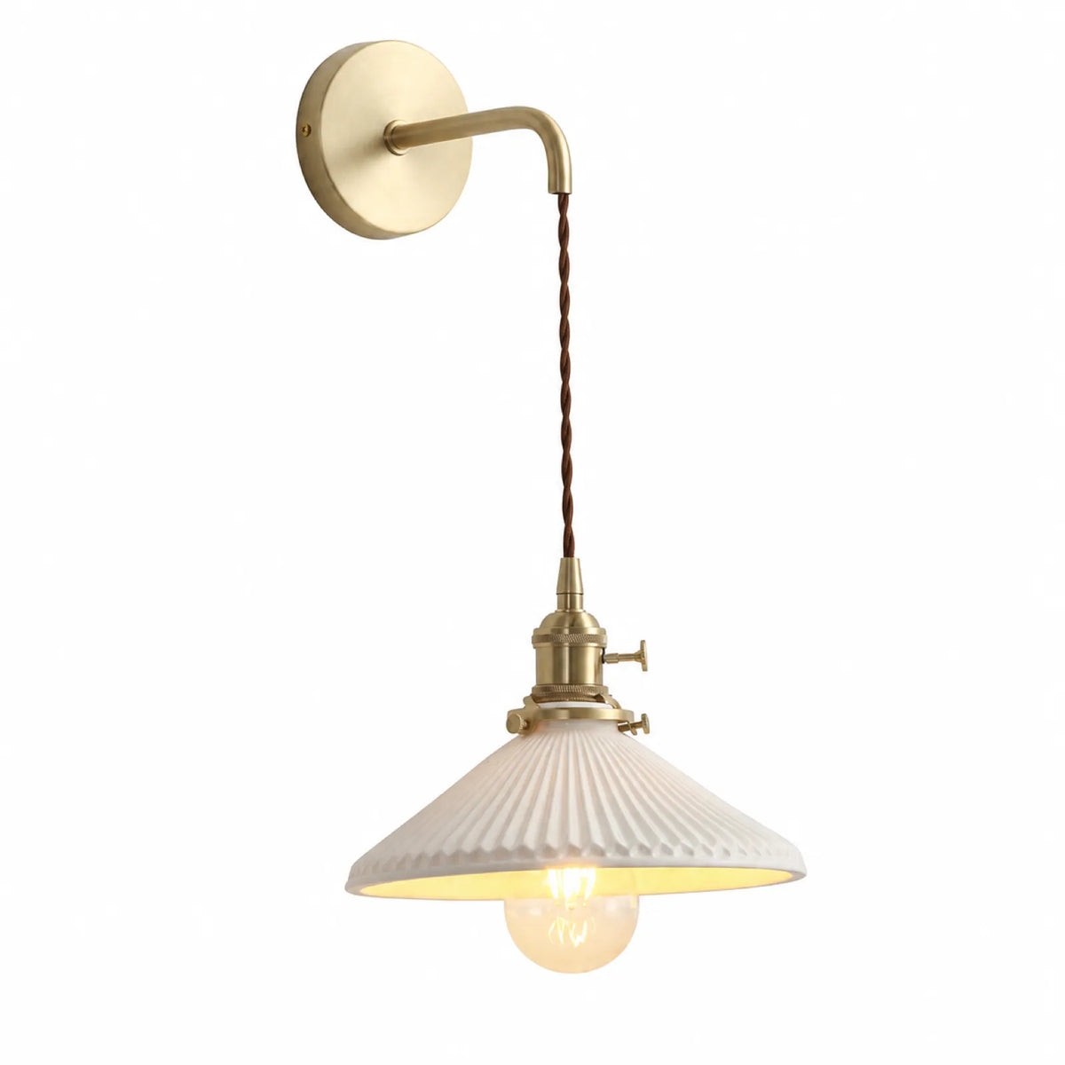 Ceramic Pleated Style D Wall Light
