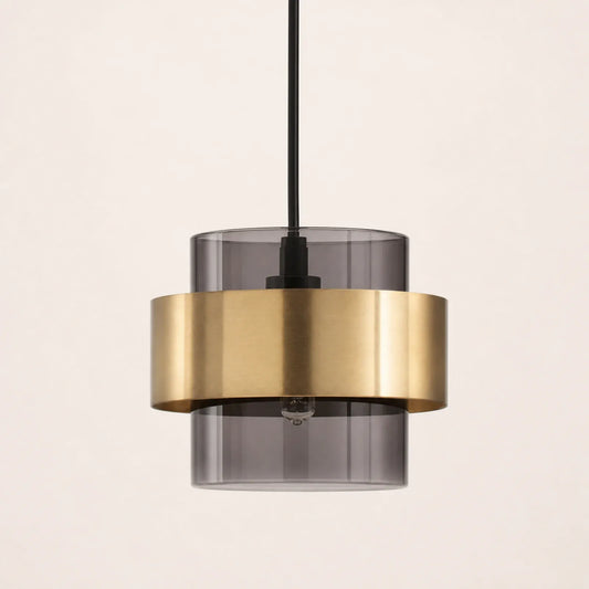 Metal-Ring Glass Pendant Light, Style C, 18 x 16cm