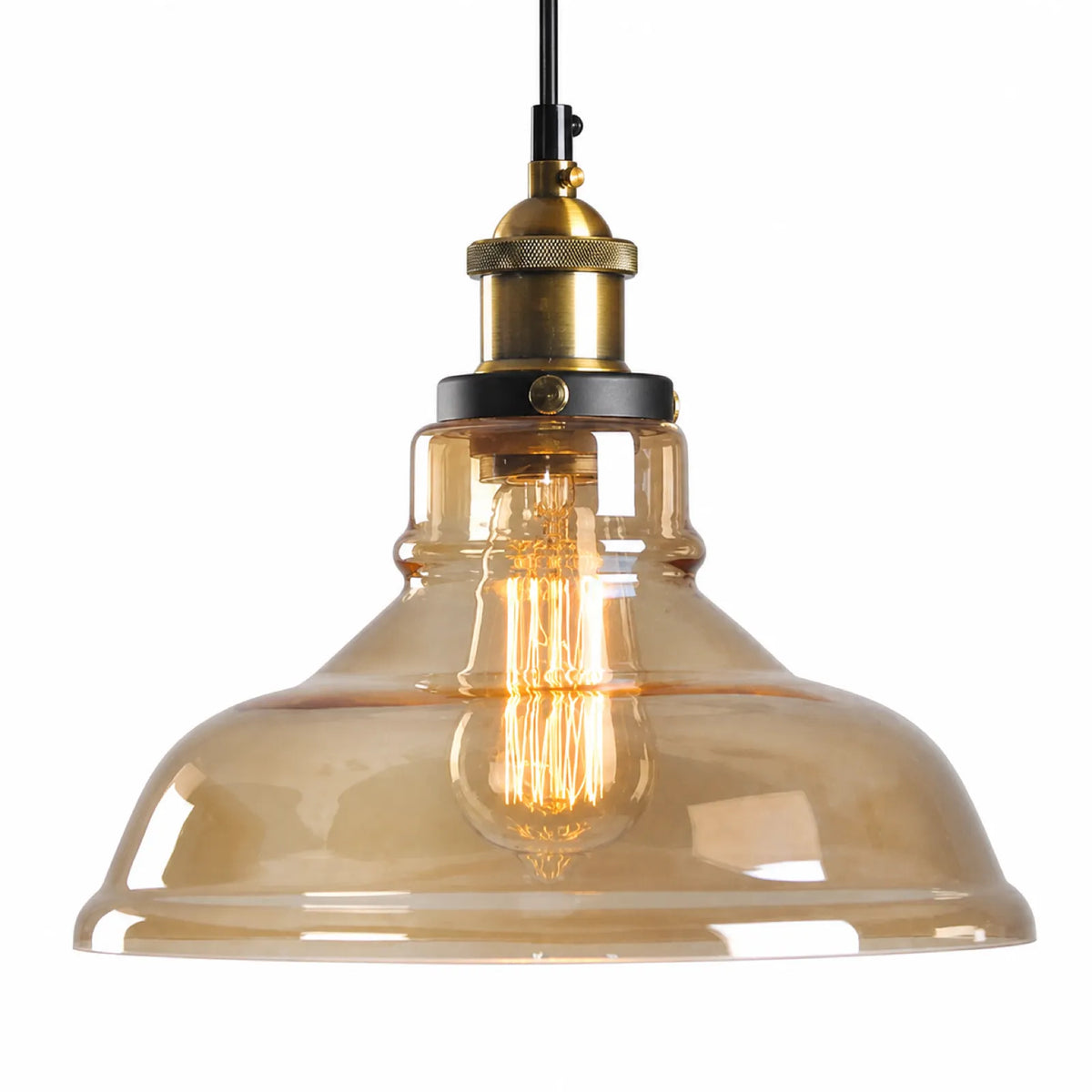 Straw-Hat Glass Pendant Shade, 25/28cm