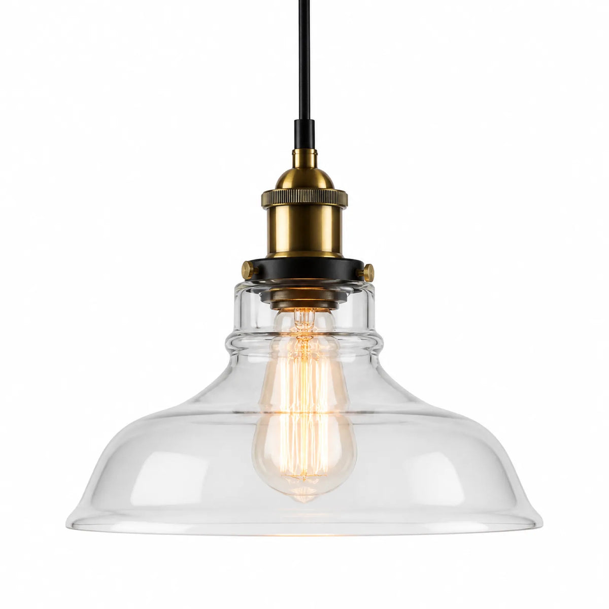 Straw-Hat Glass Pendant Shade, 25/28cm