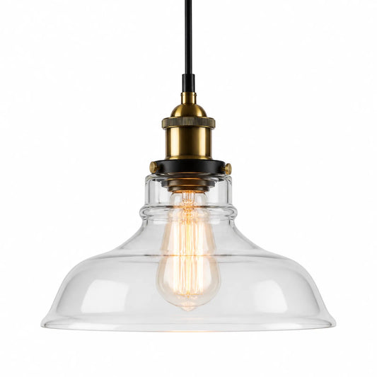 Straw-Hat Glass Pendant Shade, 25/28cm