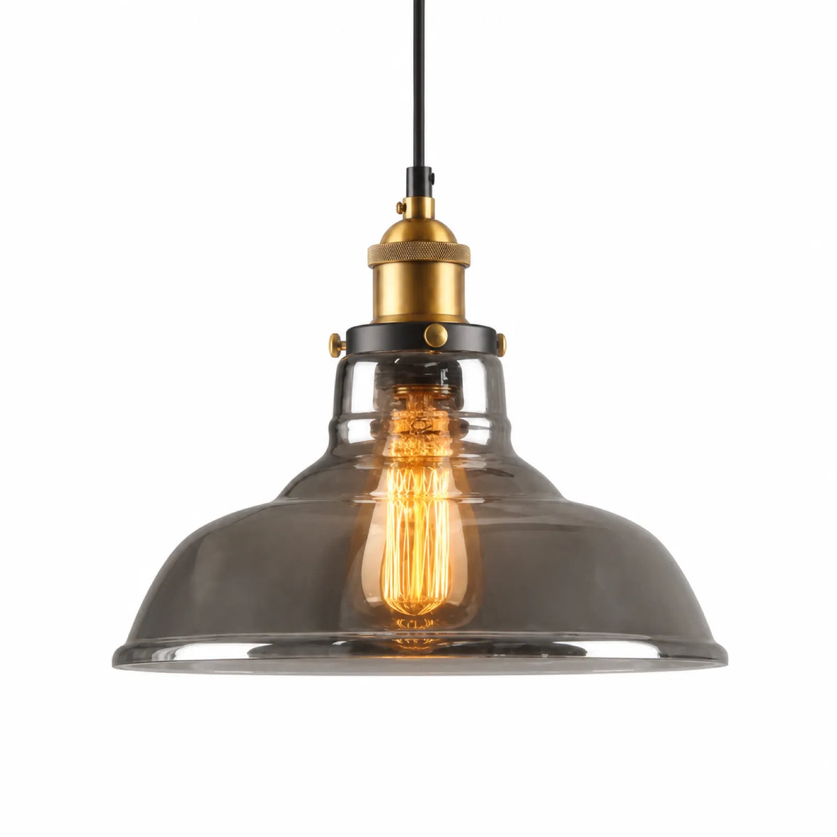 Straw-Hat Glass Pendant Shade, 25/28cm