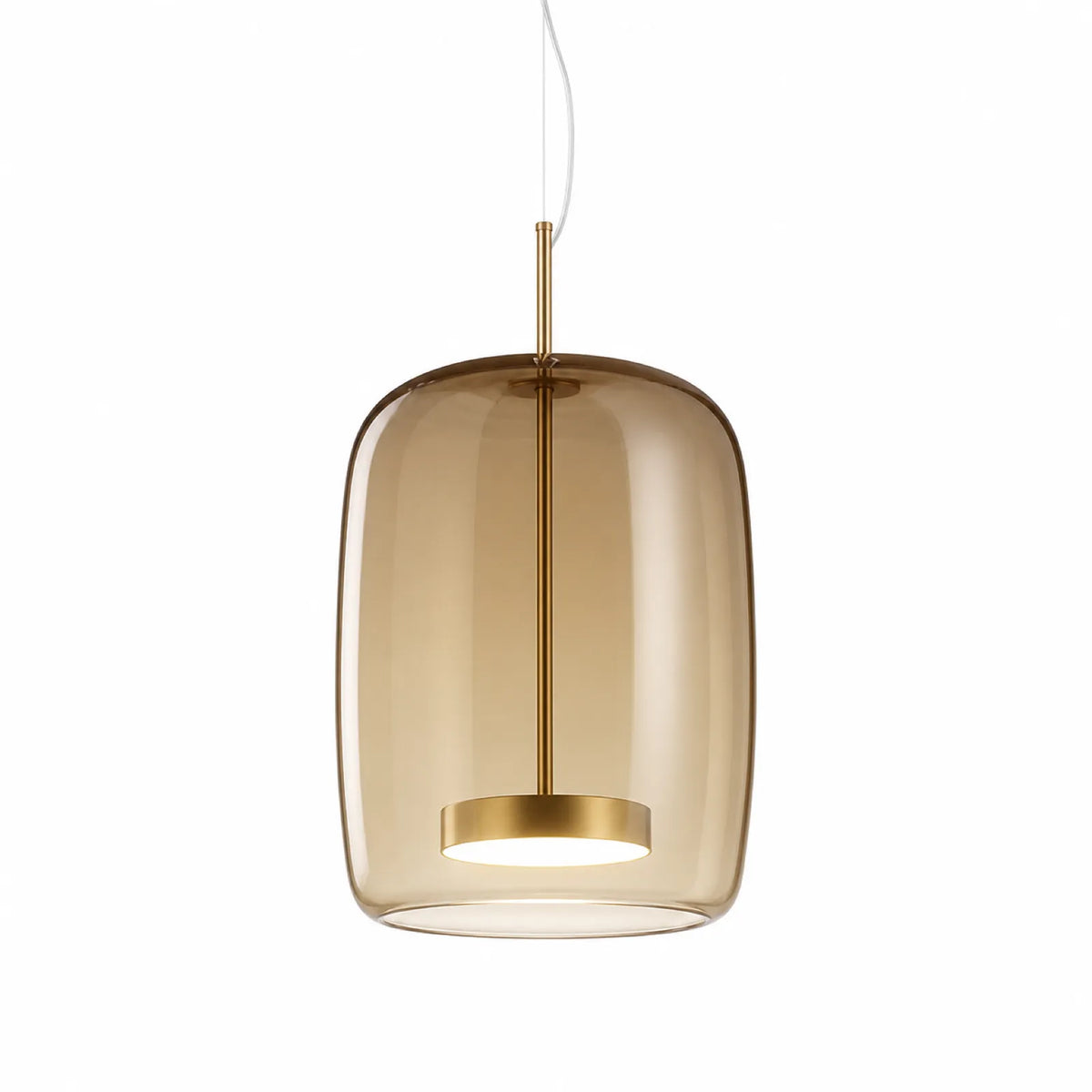 LED Strip Cylindrical/Ring Glass Pendant Light, Styles A/B