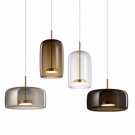 LED Strip Cylindrical/Ring Glass Pendant Light, Styles A/B