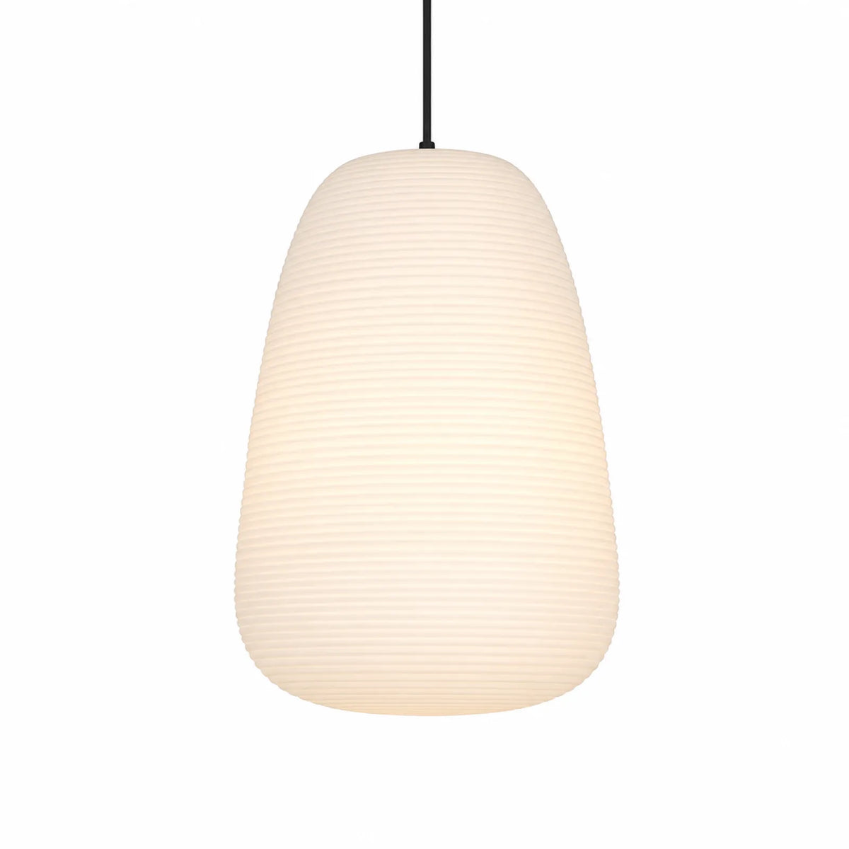 White Ribbed Irregular Glass Pendant Light