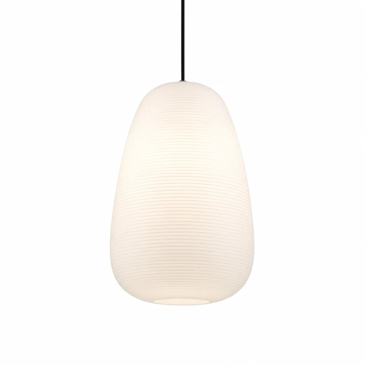 White Ribbed Irregular Glass Pendant Light