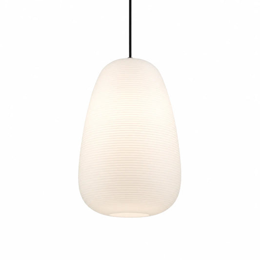 White Ribbed Irregular Glass Pendant Light