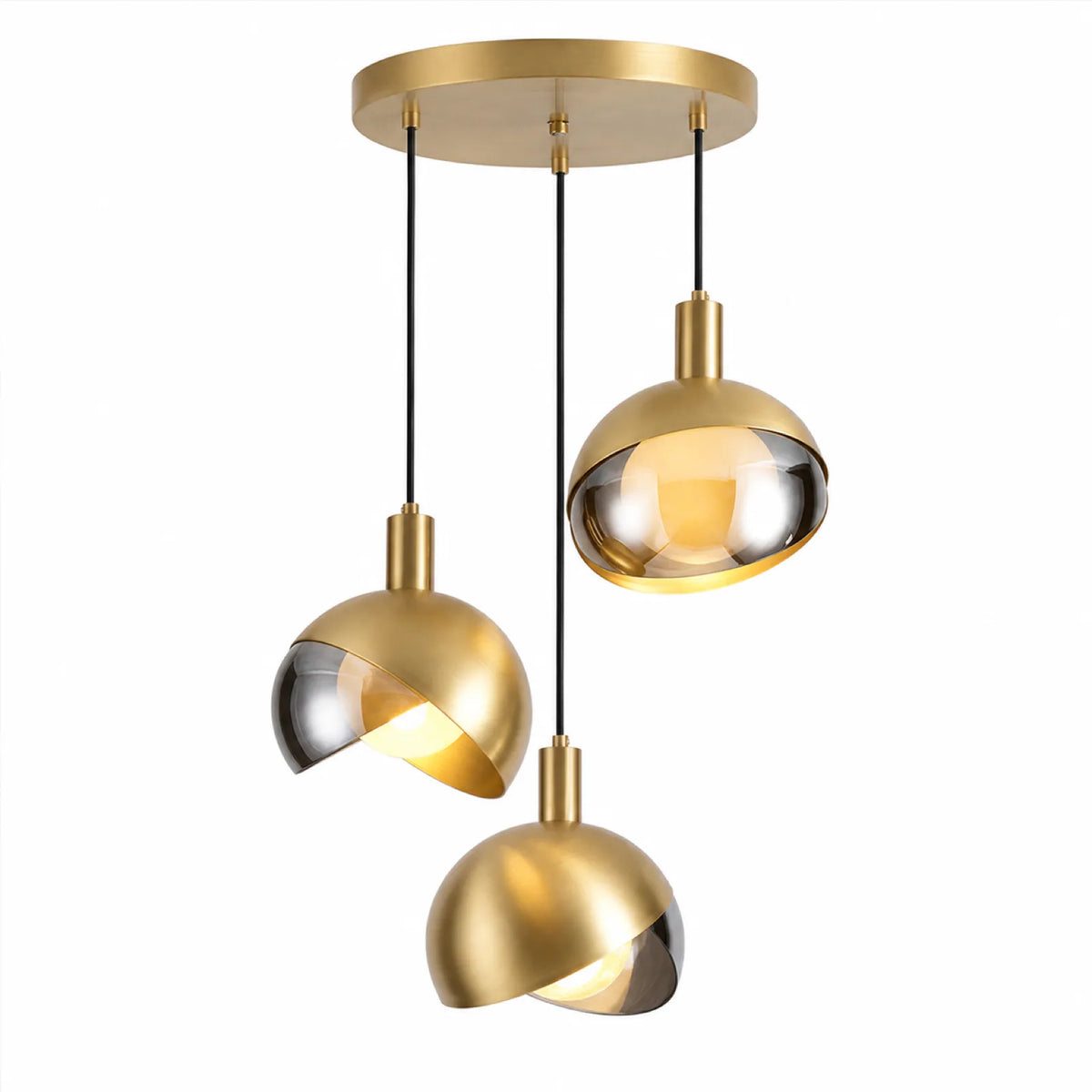 Hemisphere Metal and Glass Pendant Light