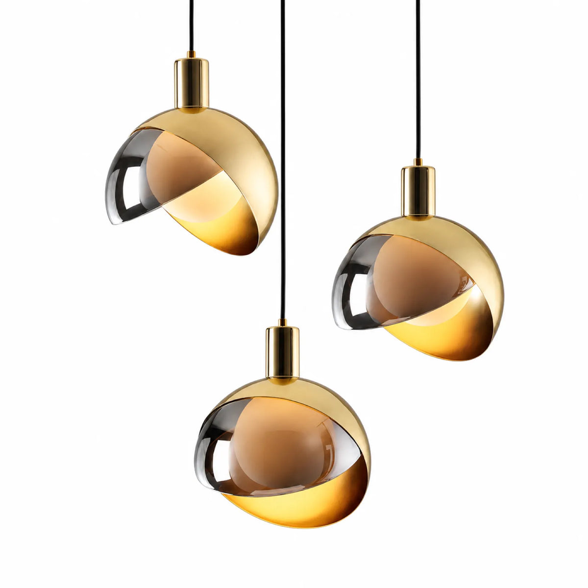 Hemisphere Metal and Glass Pendant Light