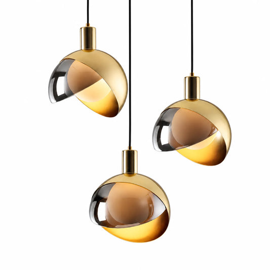 Hemisphere Metal and Glass Pendant Light