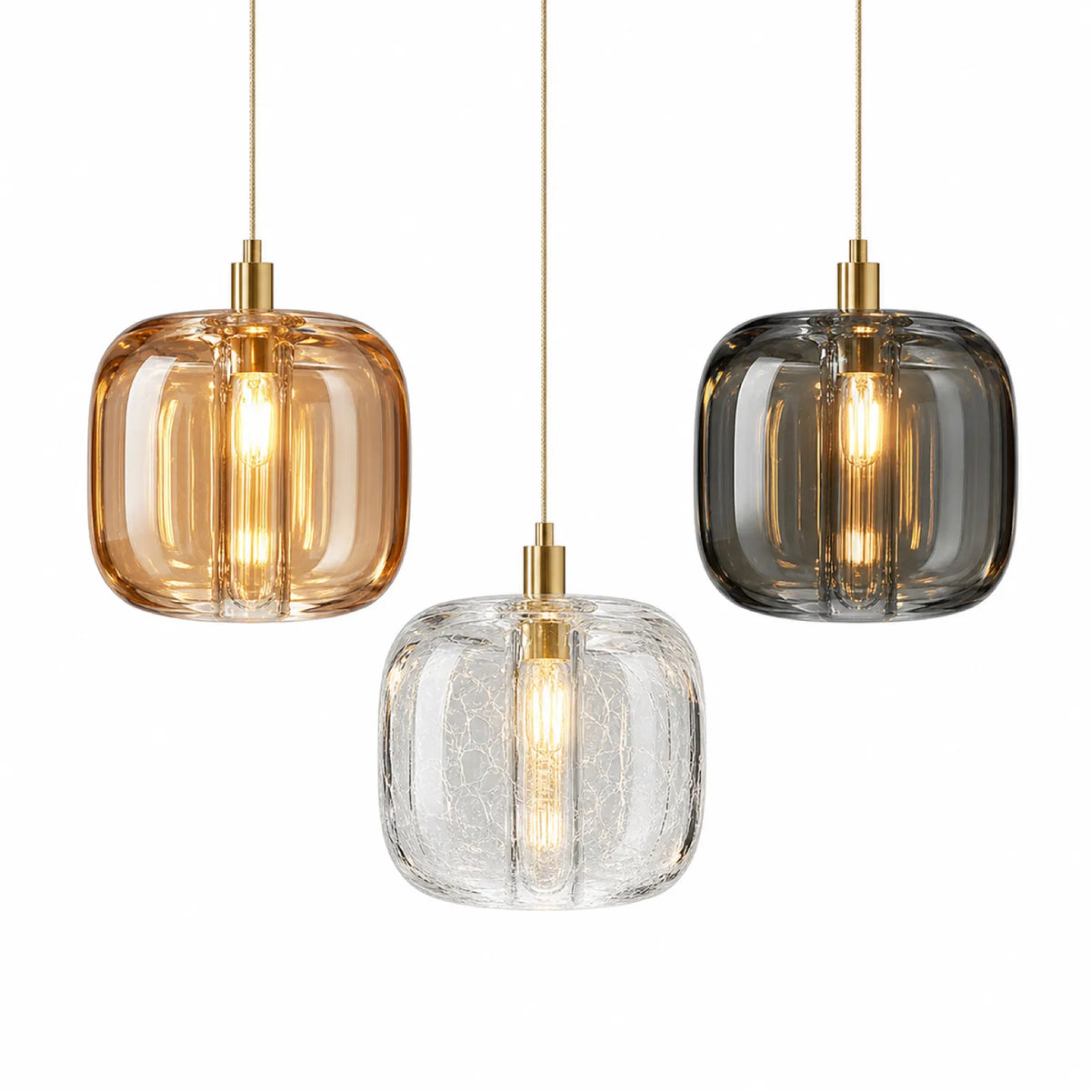Rounded Square Crystal Glass G4 Pendant Light