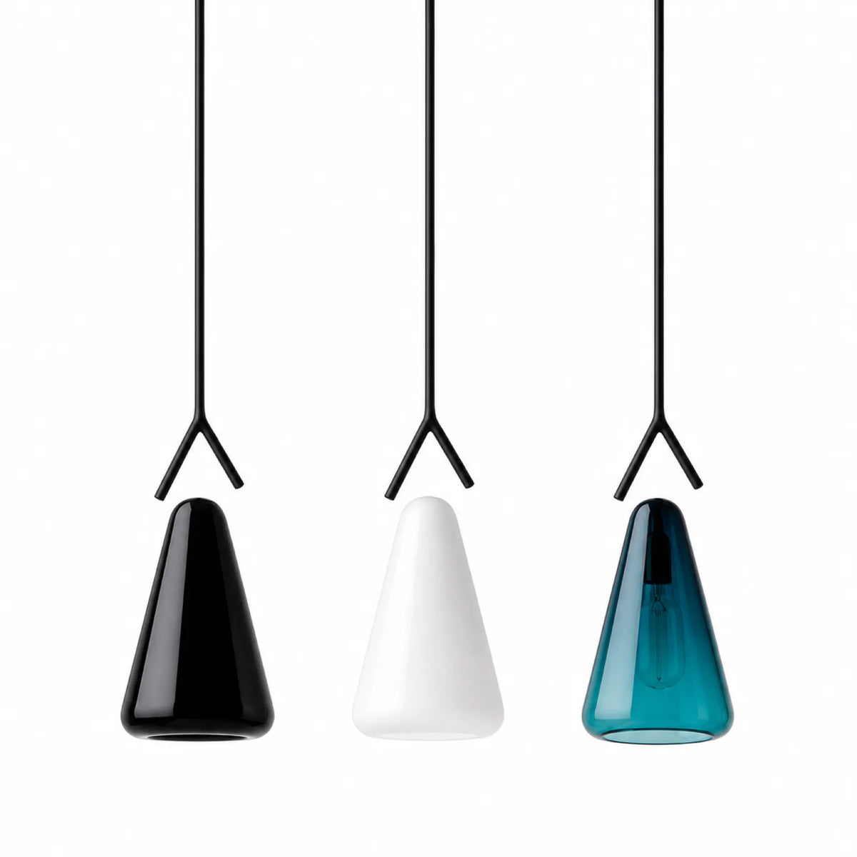 Colored Cone Glass Pendant Light, 15 x 50cm