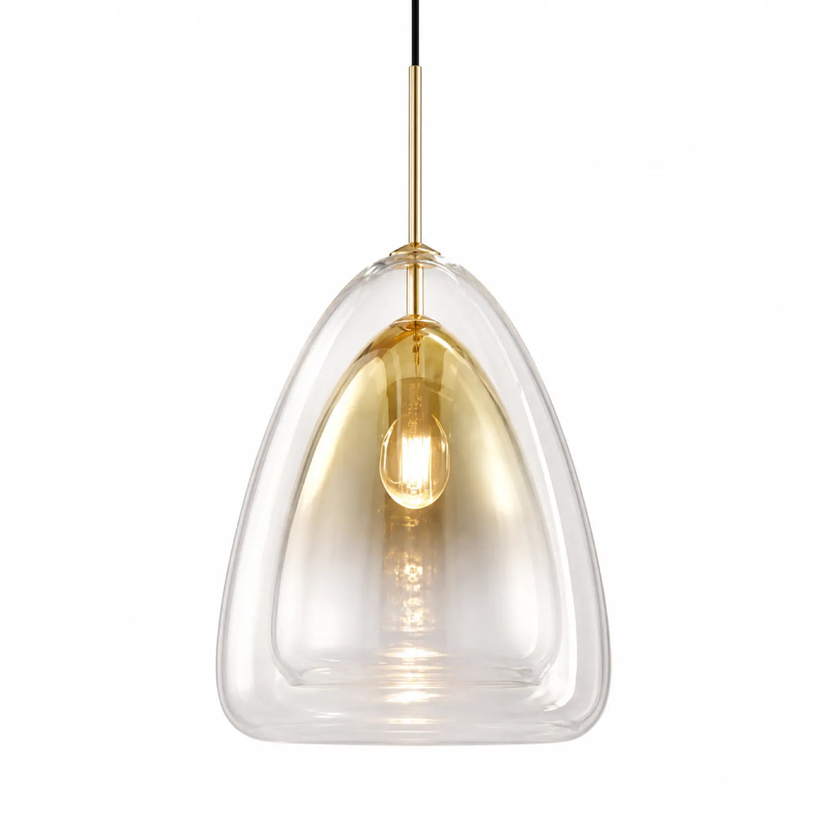 Transparent Triangular Glass Pendant Light, Large/Small