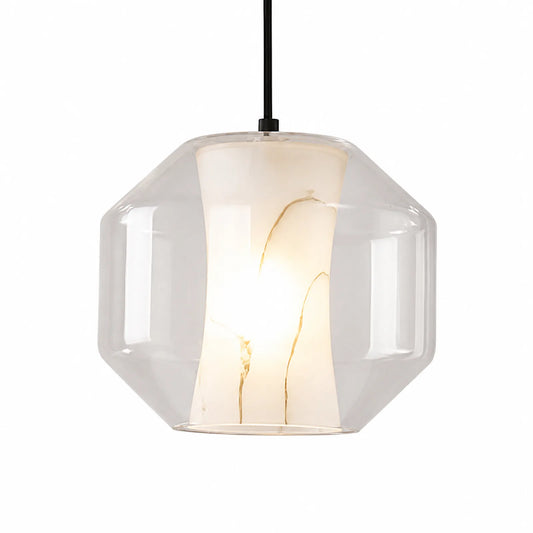 Marble-Effect Shade Glass Pendant Light 24*20cm/22*38cm