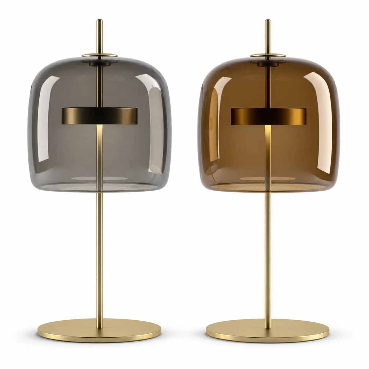 Smoke Gray and Coffee LED Table Lamp