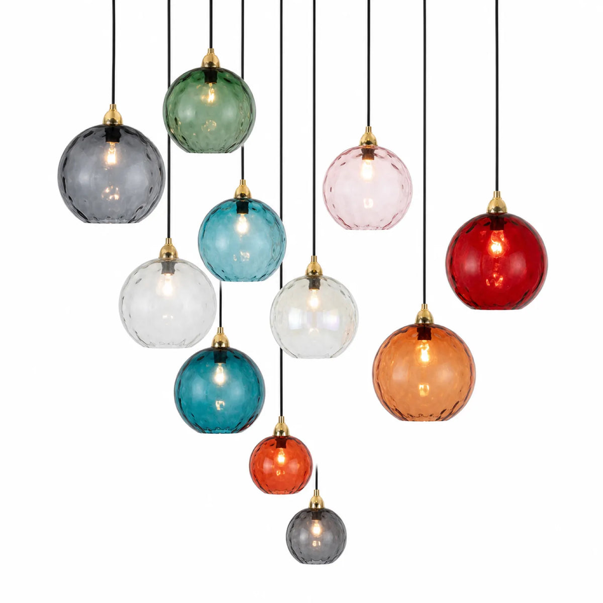 Colorful Hammered Glass Globe Pendant Light