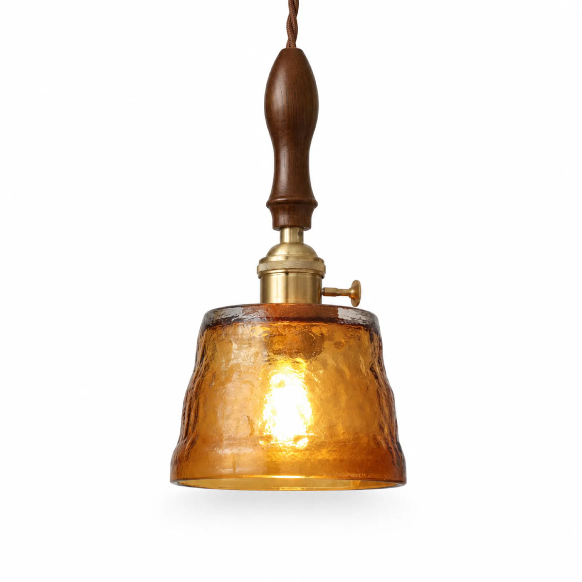 Vintage Glass Pendant Light Set with Wood Lampholder