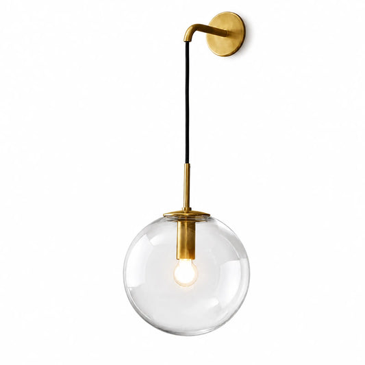 Gold and Black Globe Glass Wall Light
