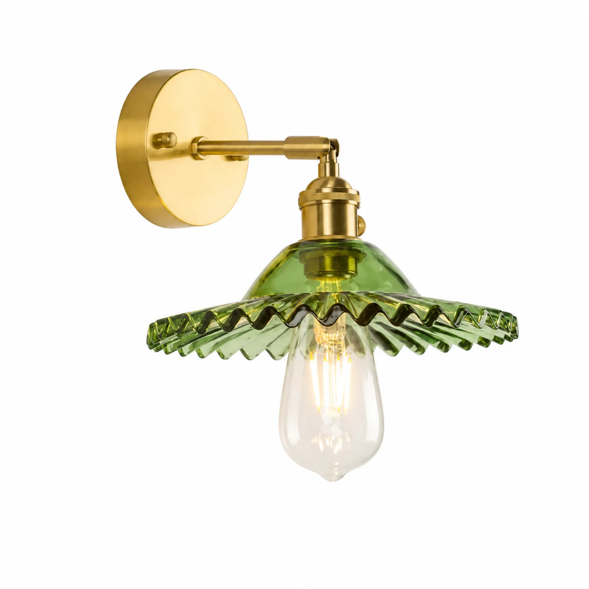 Brass Wall Light with Glass Shade