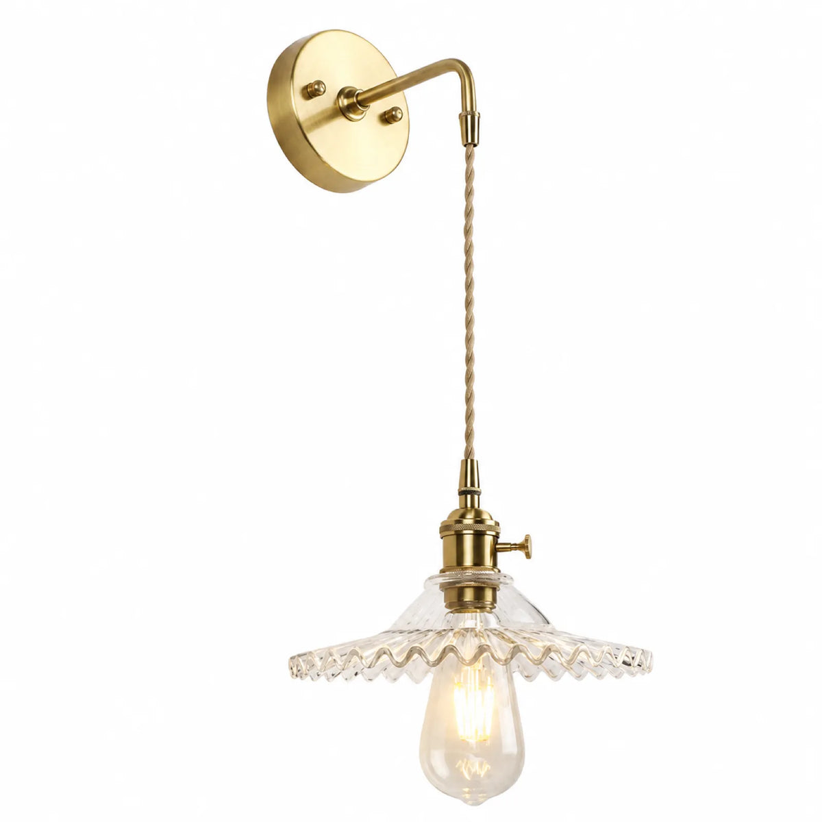 Brass Wall Light with Glass Shade