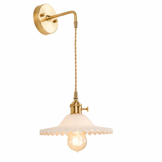 Brass Wall Light with Glass Shade