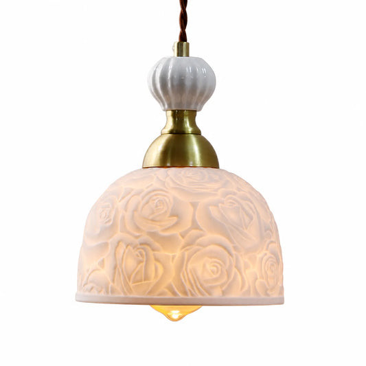 Rose and Clover Ceramic Pendant Light