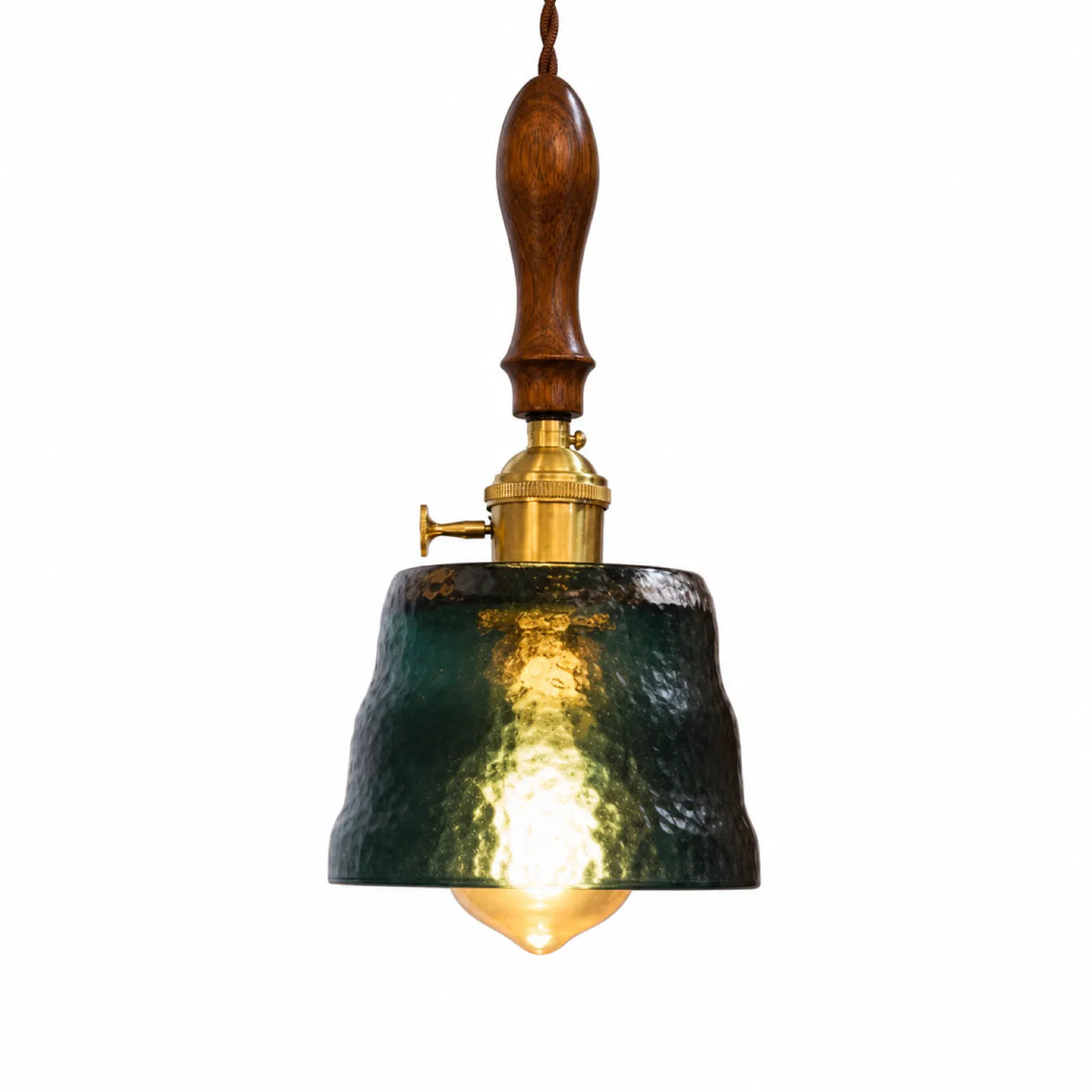 Style A Glass and Walnut Wood Pendant Light