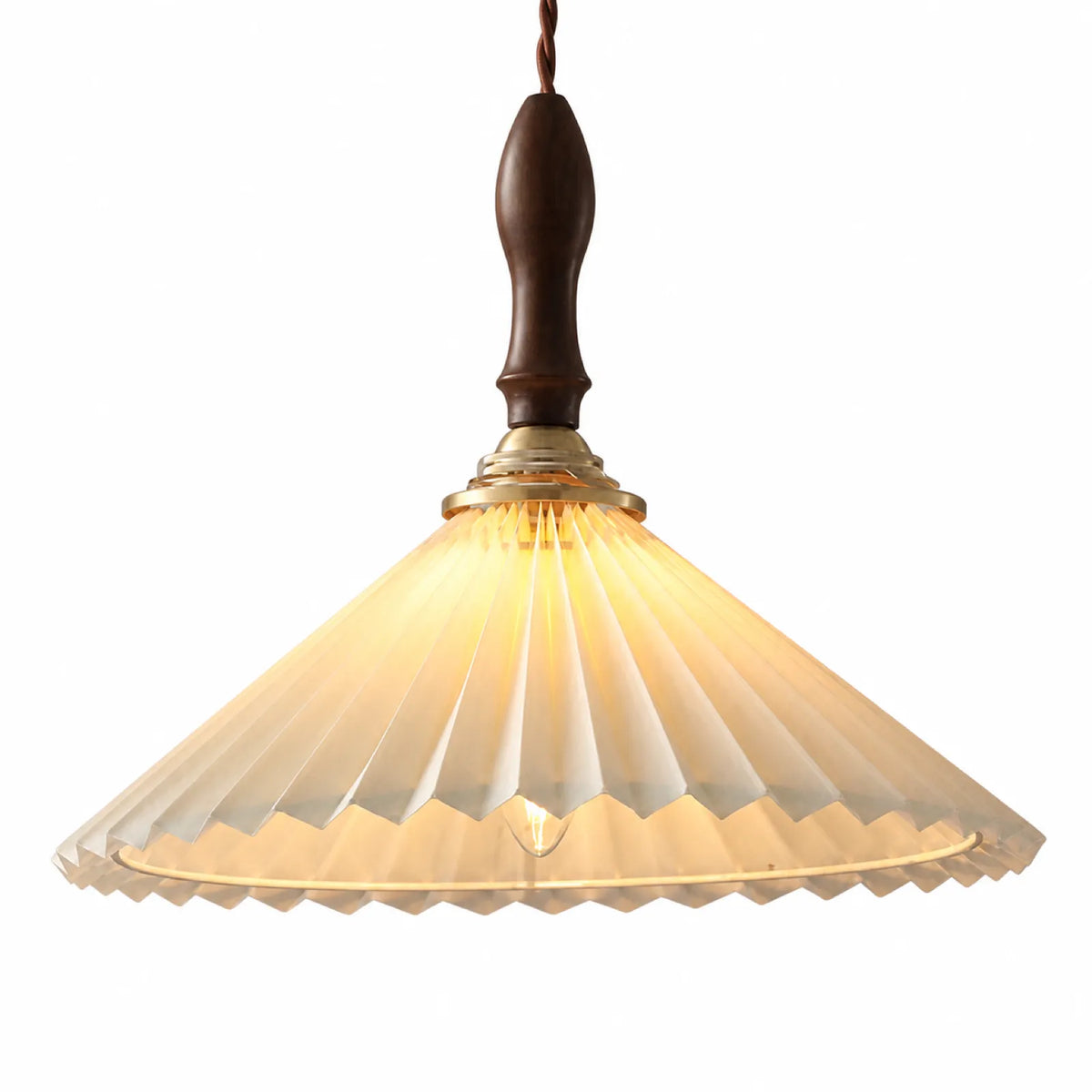 Style A Glass and Walnut Wood Pendant Light