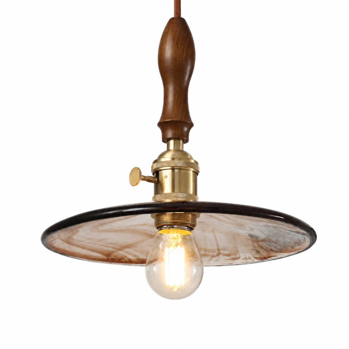 Style A Glass and Walnut Wood Pendant Light