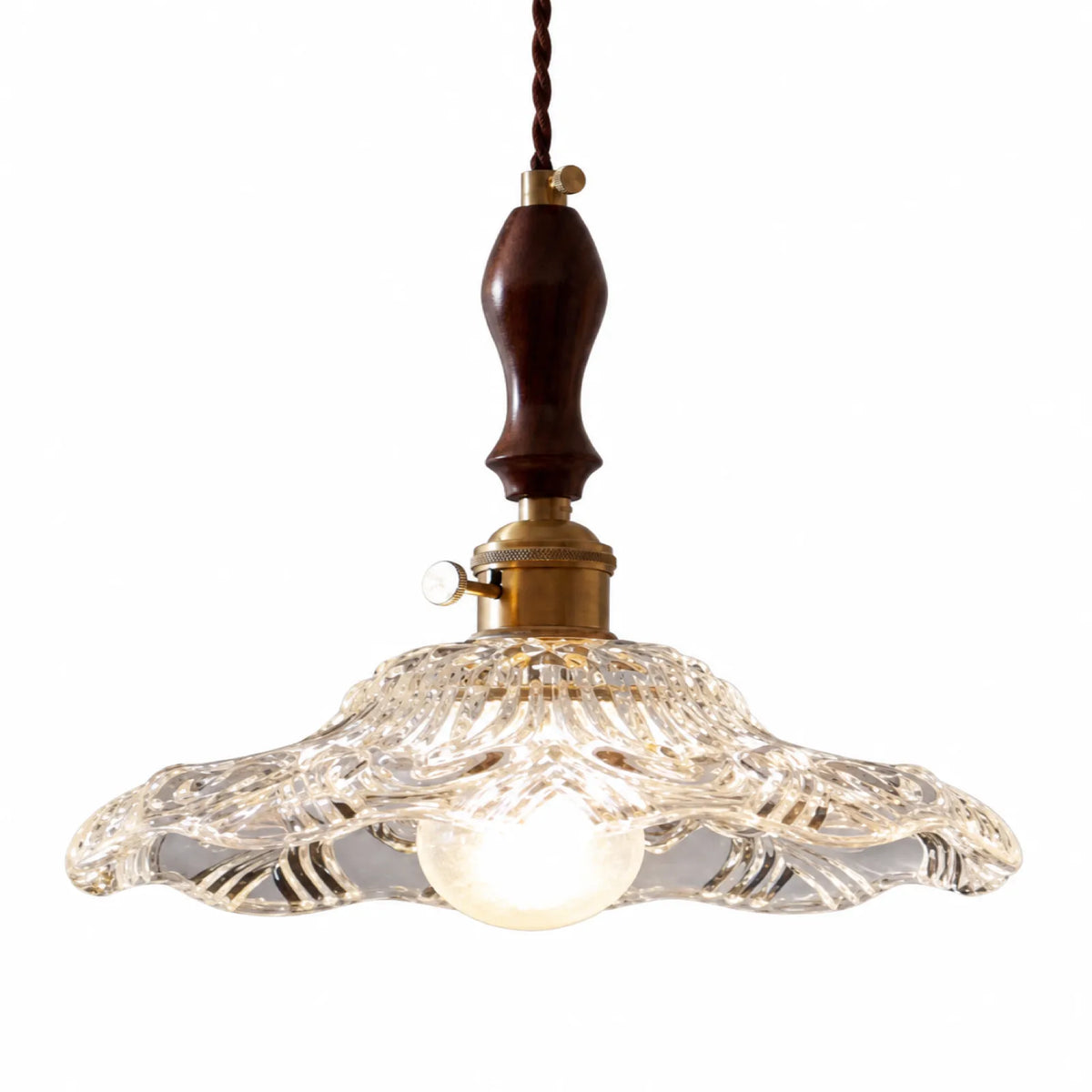 Glass and Walnut Wood Pendant Light Series