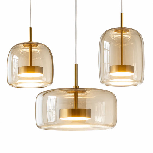 Smoke Gray Glass LED Strip Pendant Light