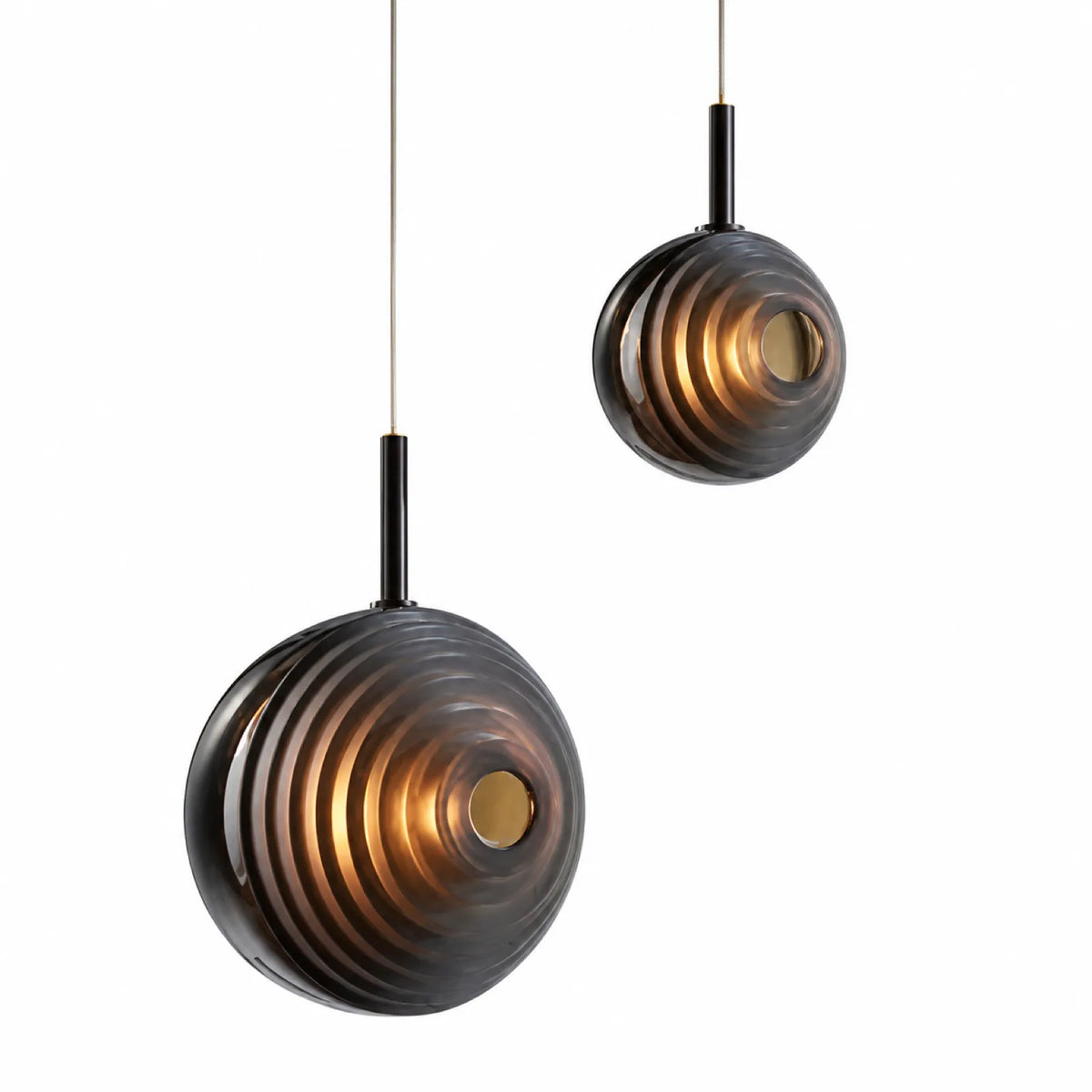 Ribbed Globe Glass Pendant Light