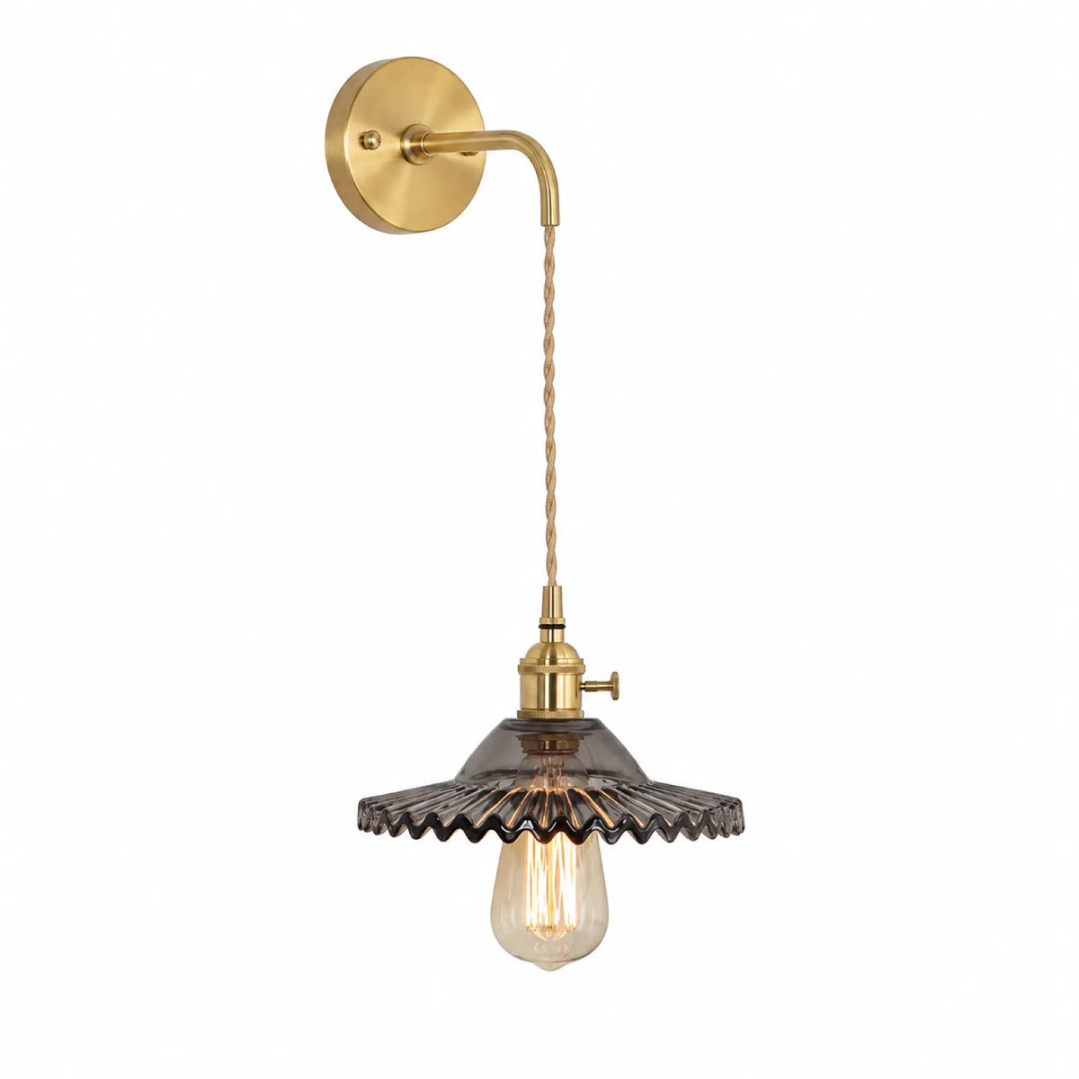 Brass Wall Light with Glass Shade