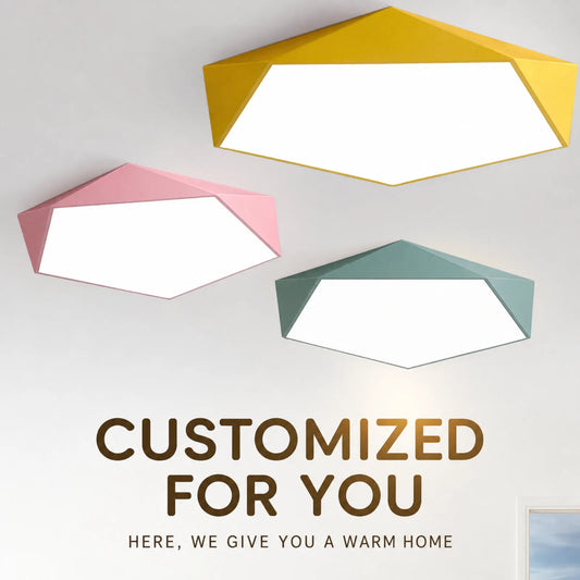 Faceted Pentagonal Frame Ceiling Light