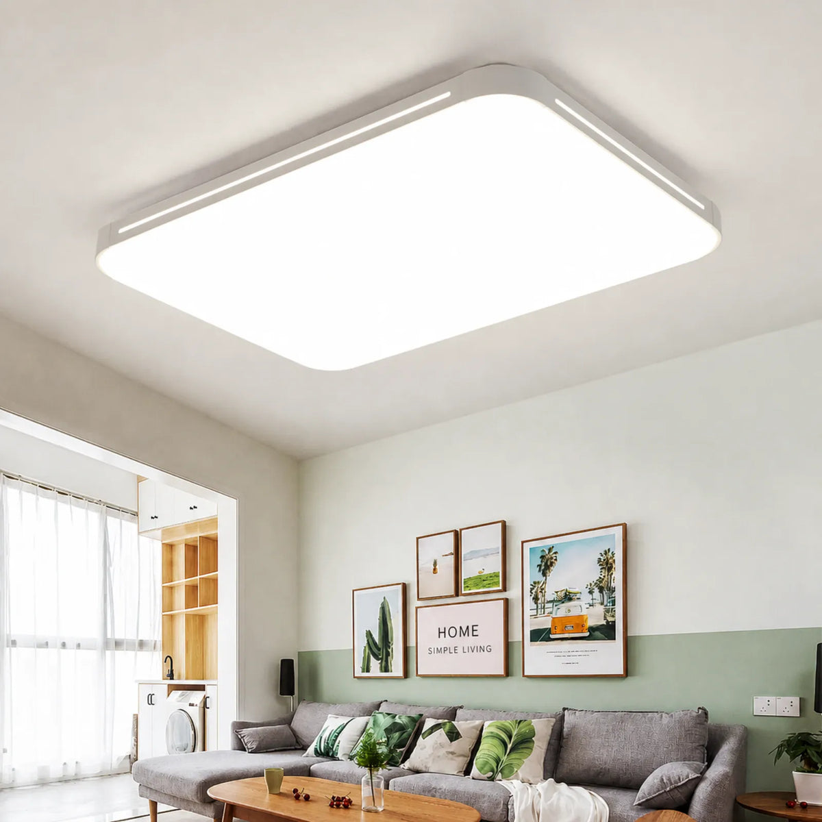 Rounded-Rectangle Twin Edge-Strip Ceiling Light