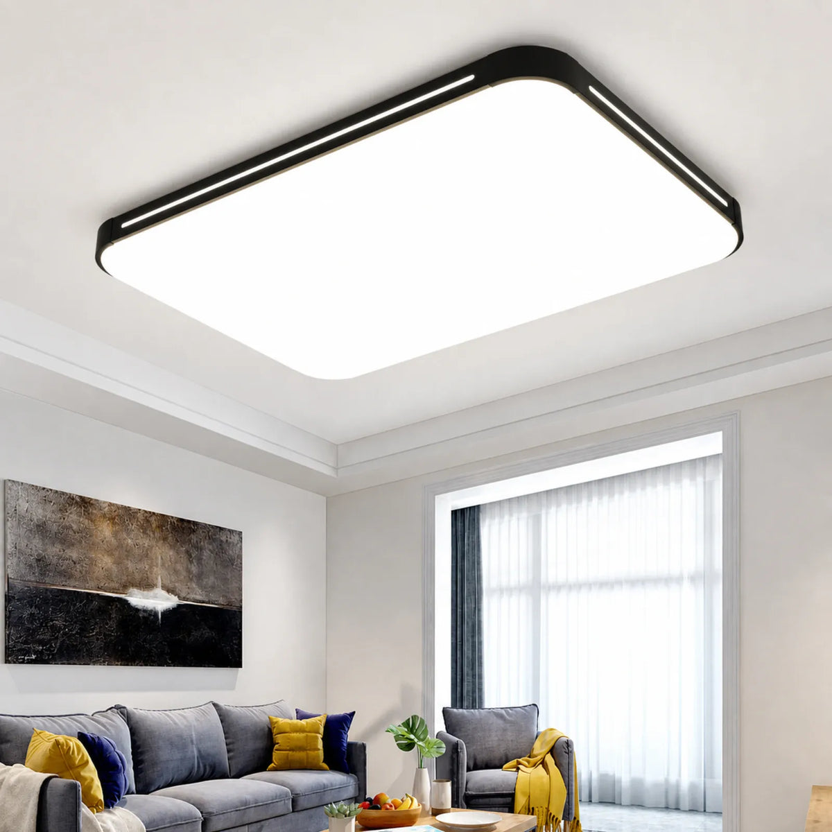 Rounded-Rectangle Twin Edge-Strip Ceiling Light